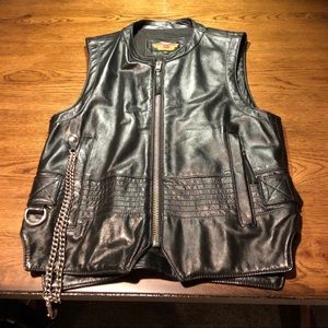 Harley Davidson motorcycle vest with wallet chain